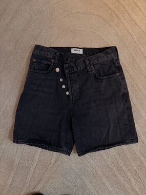 Agolde Black Button-Fly High-Rise Denim Shorts